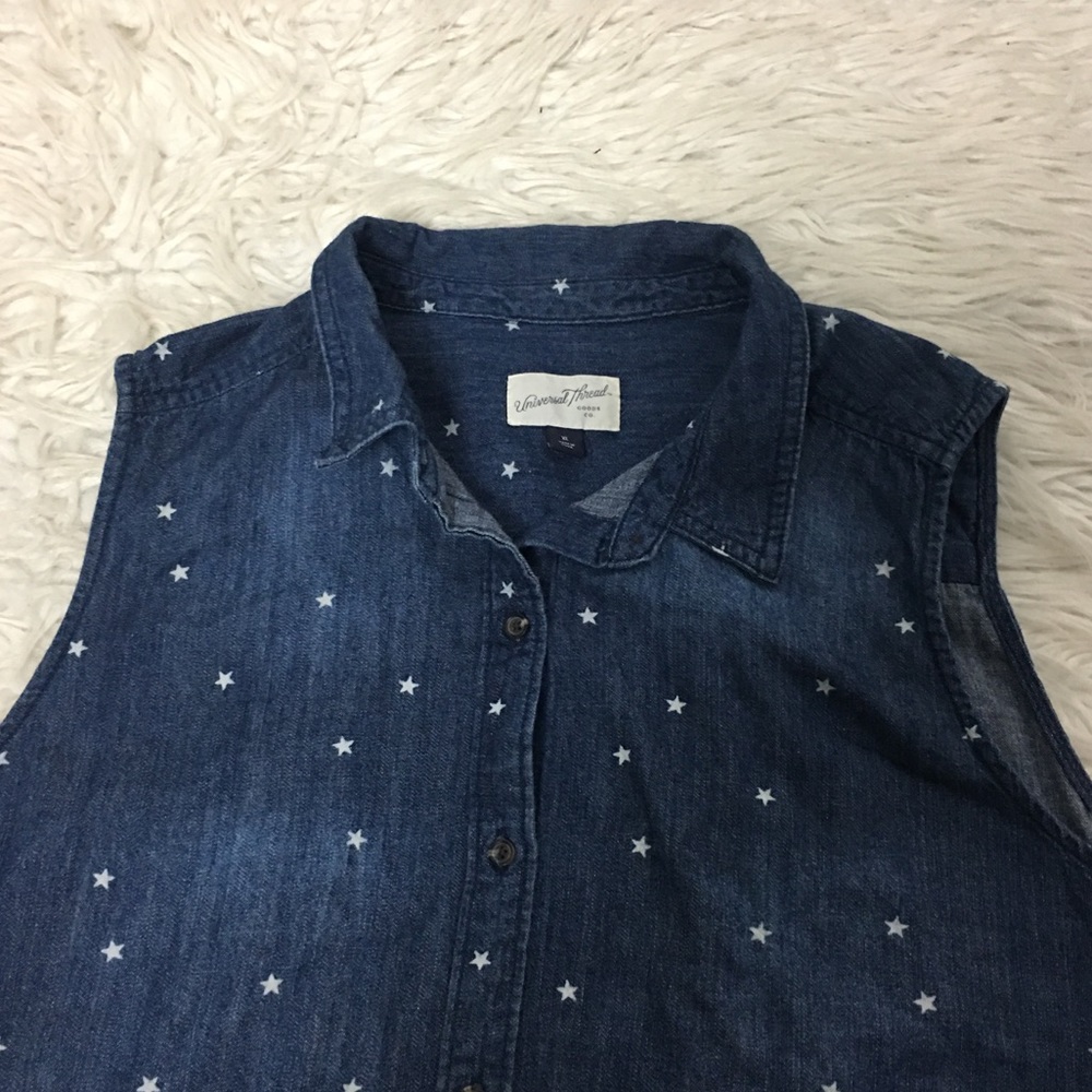 Universal Thread Sleeveless Button Down Denim Blu… - image 6